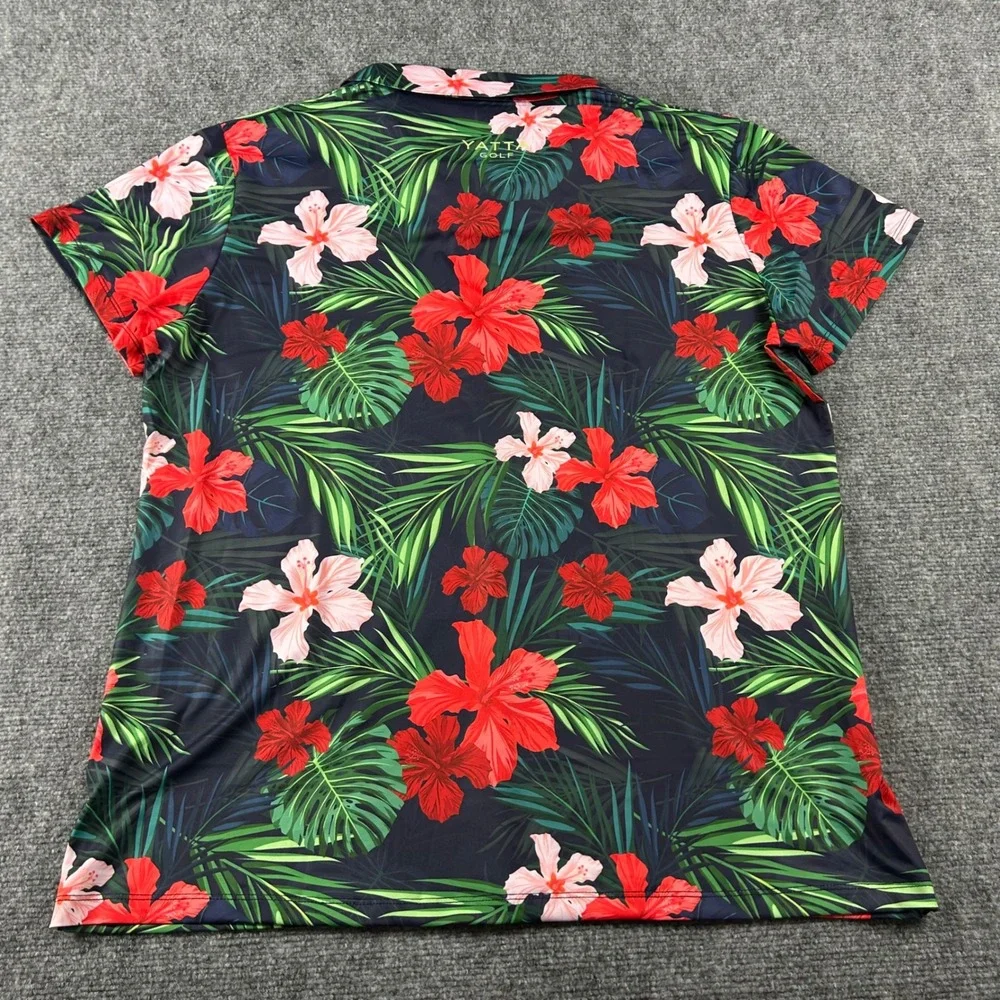 Yatta Golf Polo Shirt Womens 3XL Jungle Hibiscus Tropical Floral Performance New - Picture 4 of 6
